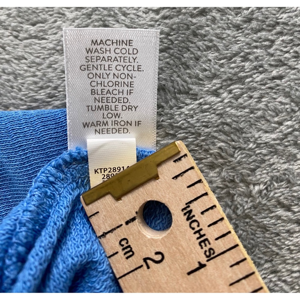 Pure Jill Blue Organic Cotton Slub Single Button Cardigan Top Womens M. Petite - Picture 10 of 10